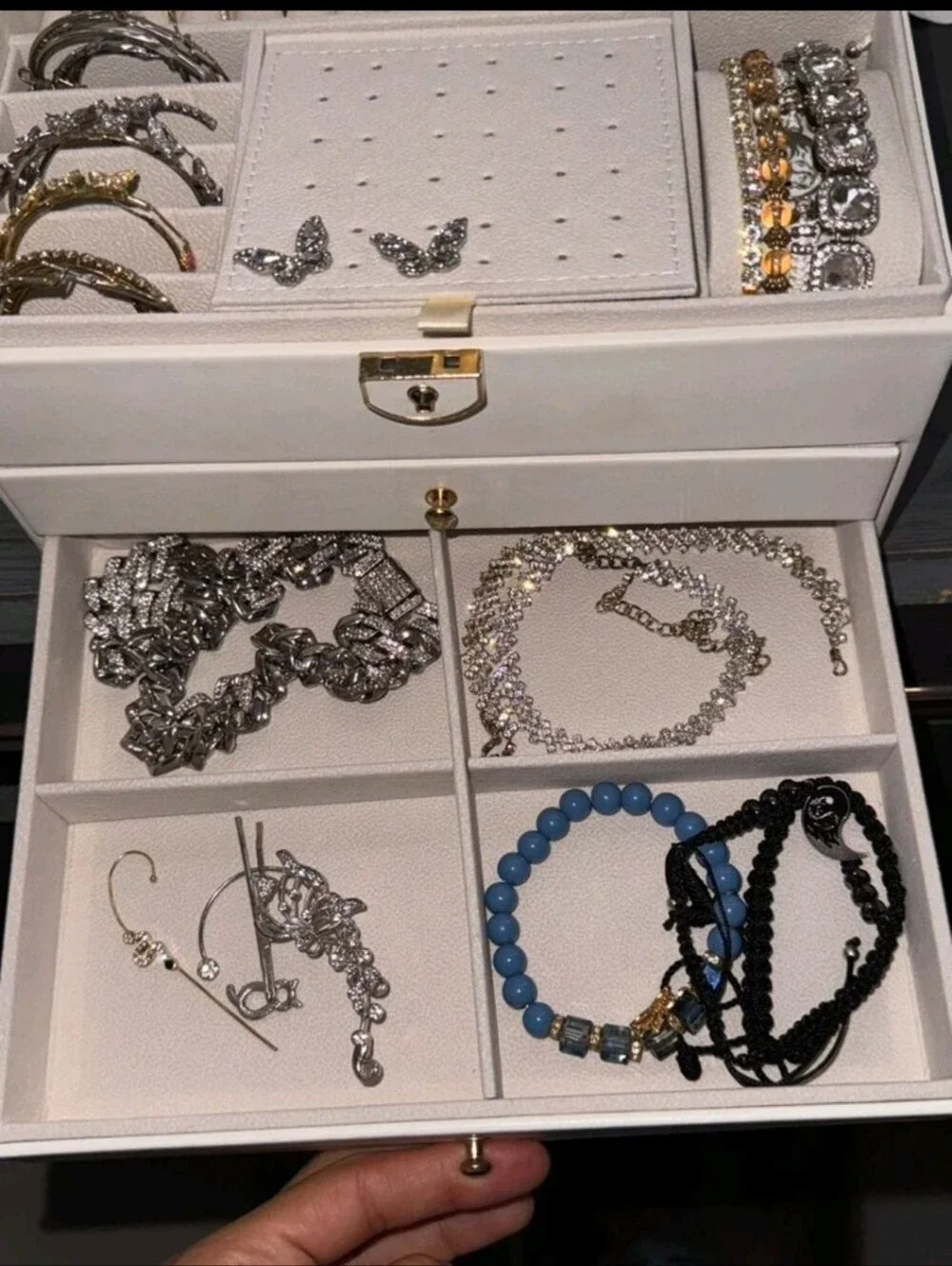 White Jewelry Organizer Box with Removable Trays